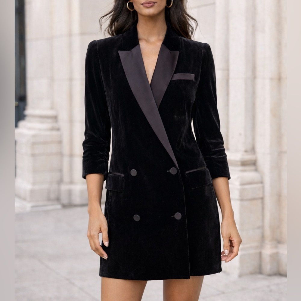 1. State Black Velvet Blazer Dress